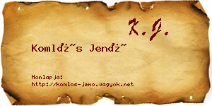 Komlós Jenő névjegykártya